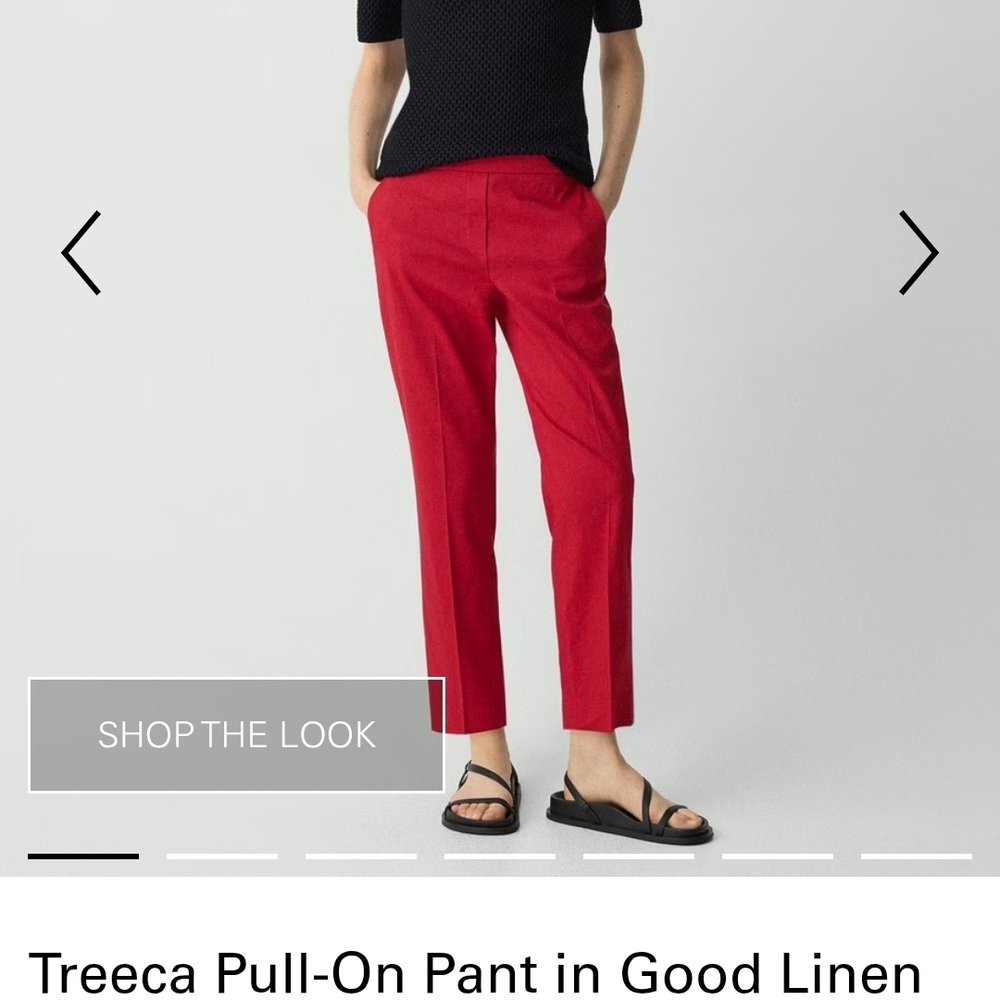 Theory Red Cropped Linen Pants